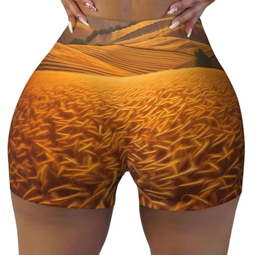 Oatmeal Pattern Sports Shorts, high Elastic Slim Fitness Pants, Suitable for Yoga/Leisure/Daily wear