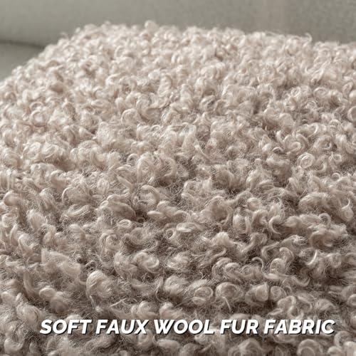FUTEI Khaki Decorative Throw Pillow Covers 20x20 Inch Set of 2,Soft Fluffy Faux Wool Fur Boucle Textured Cushion Case,Modern Home Decor for Couch Bed Living Room Office