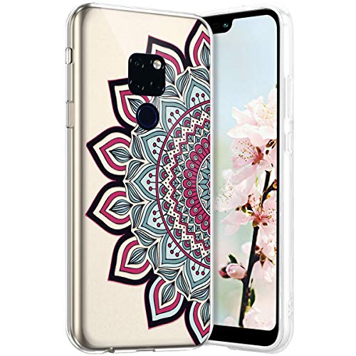 Robinsoni Case Compatible with Huawei Mate 20 Cover Huawei Mate 20 Case Transparent Crystal Case Soft Silicone TPU Case Glossy Gel Rubber Cover Clarity Ultra Thin Cover Buhhda Flower Cover