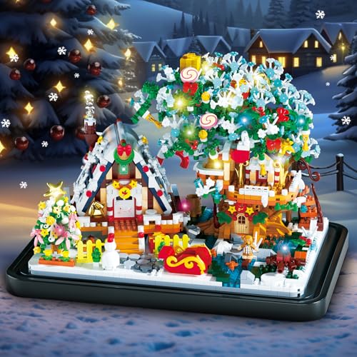 HOGOKIDS Christmas Gingerbread House Building Sets with LED Lights - 2024 Christmas Village Micro Buliding Blocks, Christmas Ginger House Home Decor Display, Xmas Gift for Boy Girl Adult (2055pcs) - Image 2