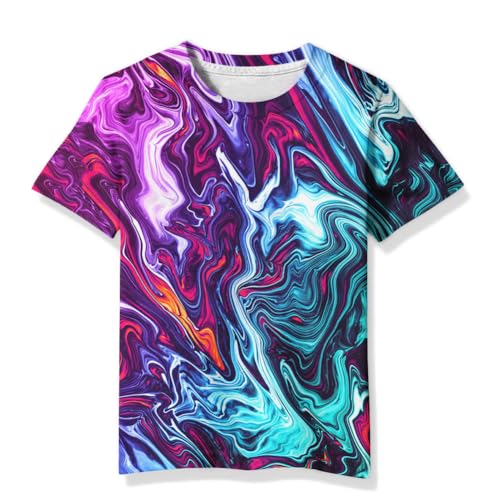 Boys Girls Shirts Short Sleeve 3D Print Graphic Funny Colorful Summer Tee Shirts for Kids 6-16 Years