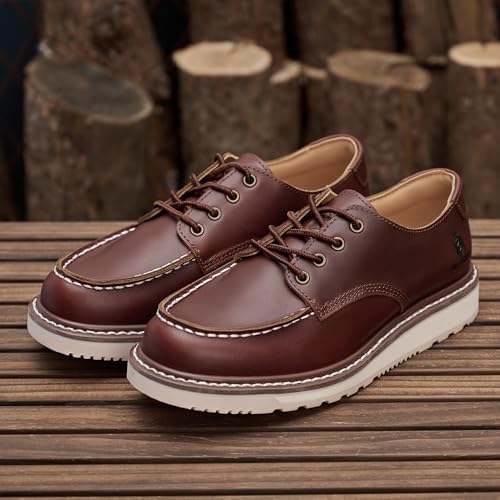 SL-Saint Handgefertigte Herren Soft Moc Toe Lace Up Stylish Stiefel Classic Genuine Good Year-Welted Top Cowhide Schuhe (Braun, Erwachsene, Herren, 43, Numerisch, EU Schuhgrößensystem, Breit)