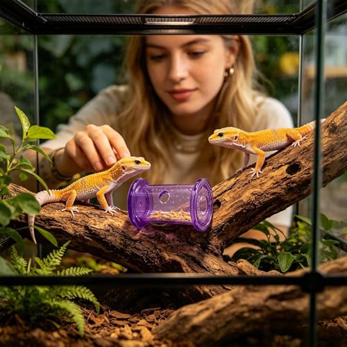 Reptilienfutter: zylindrisches Fütterungsspielzeug mit langsamer Freisetzung, transparentes Futtermittel | Lebensraum zur geistigen Stimulation-2