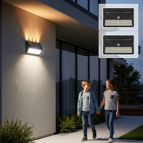 Image of Homehop Solar Light Outdoor Home Garden Automatic Waterproof LED Lamp | Solar Wall light Motion Sensor Security Lighting for Balcony, Pathway, Yard, Patio and Driveaway (1800mAh-ABS-Pack Of Two)