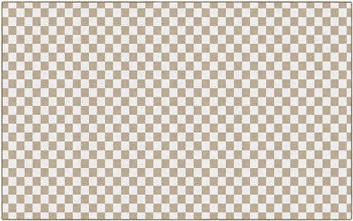 Flagship Carpets Schoolgirl Style Brown and White Checkerboard Educational Area Rug for Kids Room Seating Décor, Children's Classroom, Play Carpet for Teaching and Playroom, 7'6