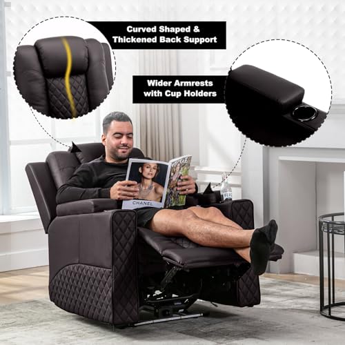 Sillón reclinable eléctrico marrón PU cuero miniatura 4