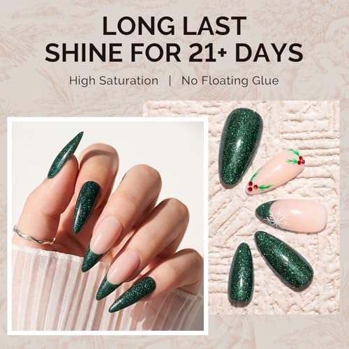 Image of MelodySusie Green Glitter Gel Nail Polish,0.5fl oz Nails Soak Off UV LED Christmas Green Sparkle Glitter Gel Polish Gift for Women Nail Art Manicure Salon DIY Nail Design Decoration at Home-A2311