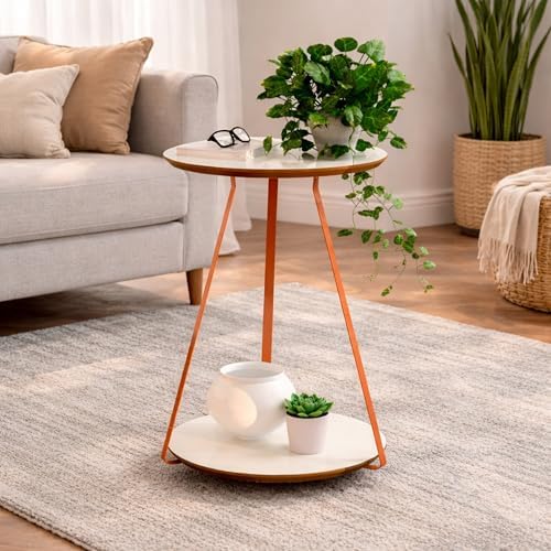 Mesinha Lateral Canto Apoio Decorativa Redonda Sofia Pés Ferro (O...