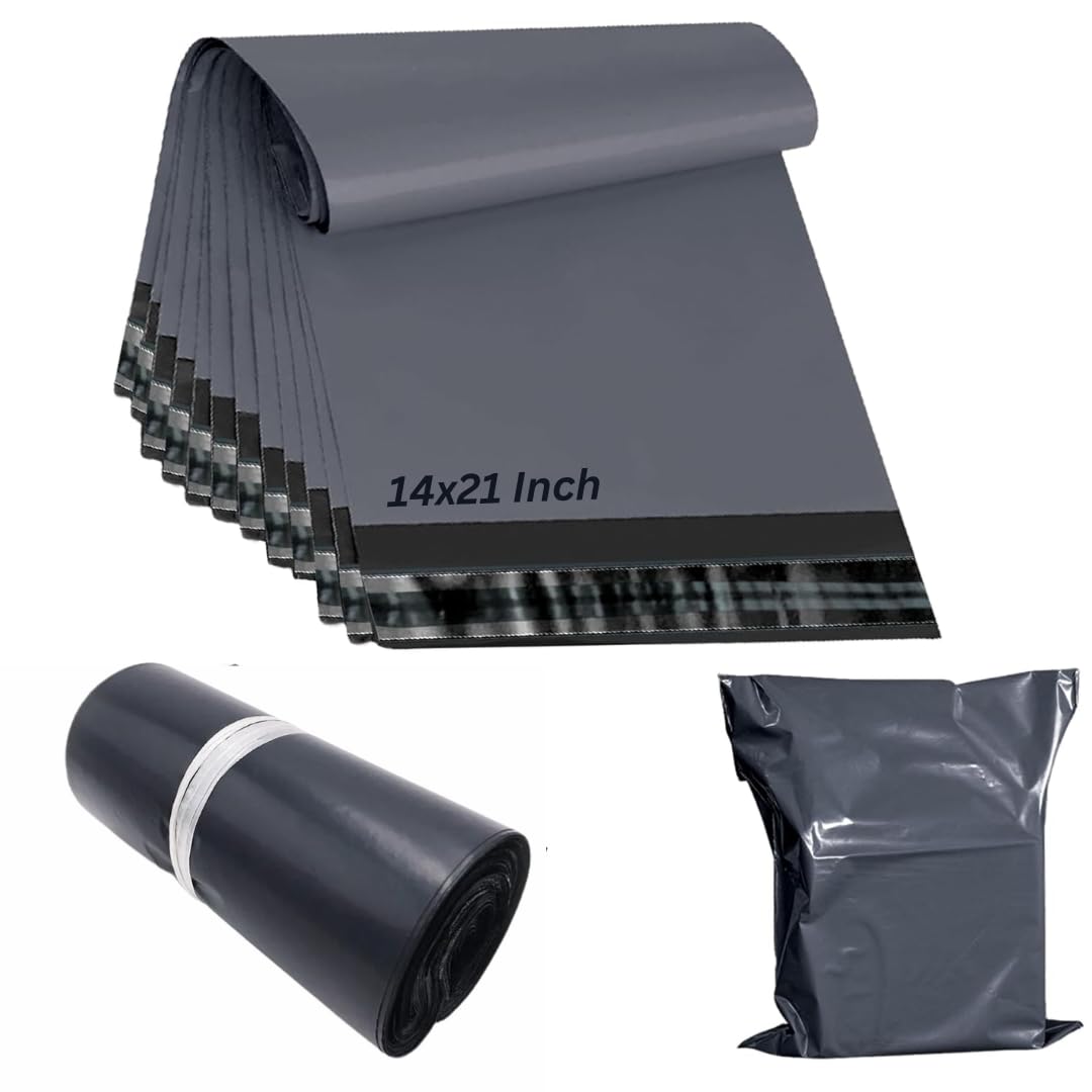 14x21 100 Mailing Bags Self Seal Grey Parcel Bags | Packaging Mailers, Plastic Envelopes Large Mailing Bags, Postage Bags, Shipping Bags | Tear Proof Delivery Bags for Parcels Packing