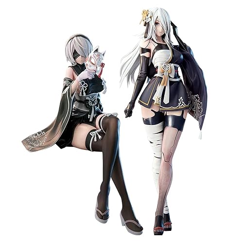 HBGIAY 2pcs 2B Action Figure Kimono Version No.2 Type B Yorha 2B Figurine Model Anime Scale Figures Desktop Decoration Collectibles Gift for Fans - Type 3