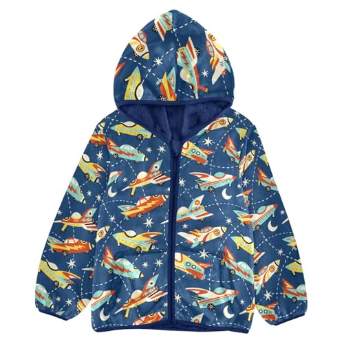 Rockets Toddler Fleece Jacket Baby Boys Hooded Zipper Long Sleeve Thick Warm Outerwear 3-10 Years