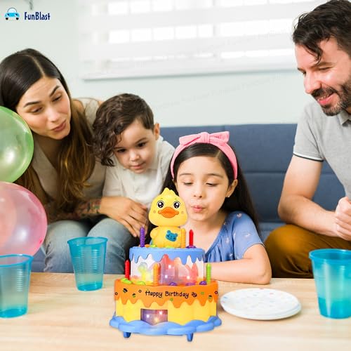 Image of FunBlast Musical Cake Toy - Happy Birthday Singing Cake Toy for Kids, Rotating Cake with Light & Sound, Pretend Play Toy for 3+ Year Old Kids, Boys & Girls