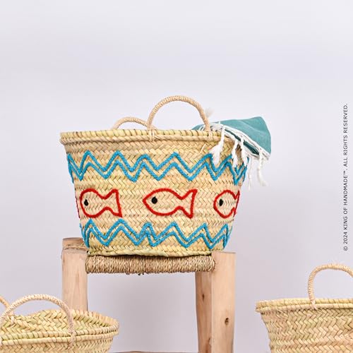 Bolsa de playa tejida a mano con motivo de pez miniatura 4