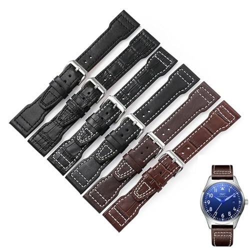 Bracelet de montre en cuir véritable SCHIK avec rivets pour modèles IWC Mark
