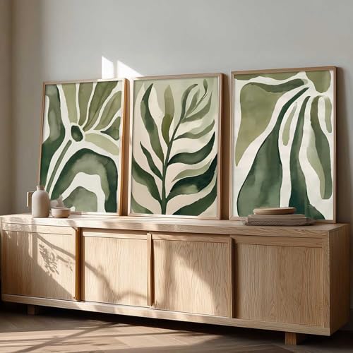 Image of kotart Boho Floral Art Home Decoration Painting | Floral Aesthetic Paintings With Frame For Living Room Bed Room Hotel Wall Decor Digital Reprint Set of 3 (19X25 inch)