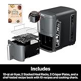 Ninja Air Fryer, 10QT DoubleStack XL 2-Basket, Compact Design, Cooks 5lb Whole Chicken, Feeds Up to 8 People, 6-in-1 Air Fryer, Roast, Bake & More, Easy to Clean, Dishwasher Safe Parts, Grey, SL401