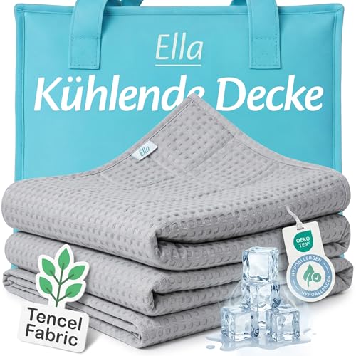 Ella Kühlende Decke Atmungsaktive Cooling Sleep Decke Tencel-Stoff und umweltfreundliche Kühldecke für Menschen Kühldecken zum Schlafen Oeko-TEX-zertifizierte dünne Sommerdecke 135x200 - Hellgrau