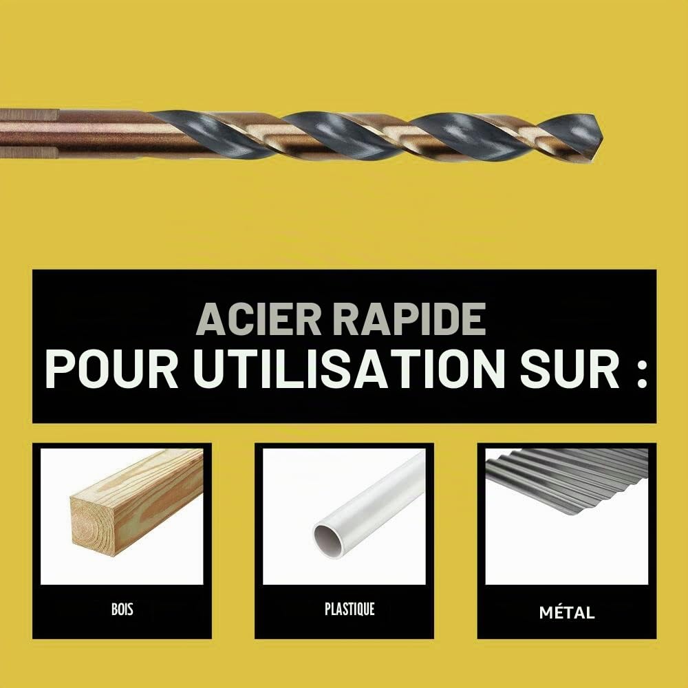 DEWALT DWA1181 Lot de 21 forets à pointe fendue à 135 degrés, hélix à 31 degrés, revêtement en oxyde noir, pour plastique, bois et métal
