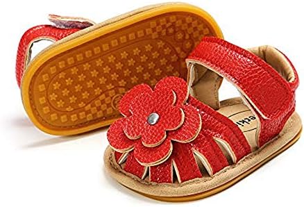 MeckiorBaby Toddler Infant Girls PU Leather Soft Open Toe Summer Sandals Flower Princess Flat Shoes