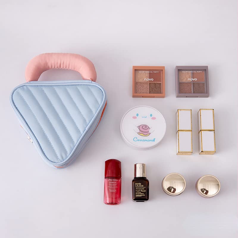 Miniatura 6 de Pequeña bolsa de cosméticos kawaii, bonita bolsa de maquillaje para mujer, bolsa organizadora de maquillaje de viaje con colgante (marrón)