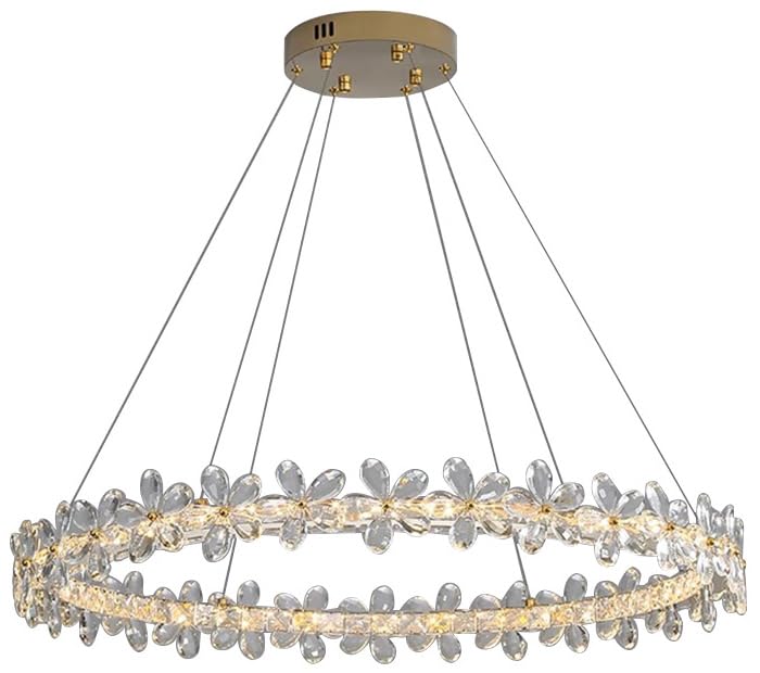 Lampe suspendue LED en cristal doré chic pour salle à manger