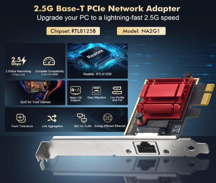 Amazon | 2.5Gbpsの高速PCIe拡張LANカード、RTL8125BG チップ