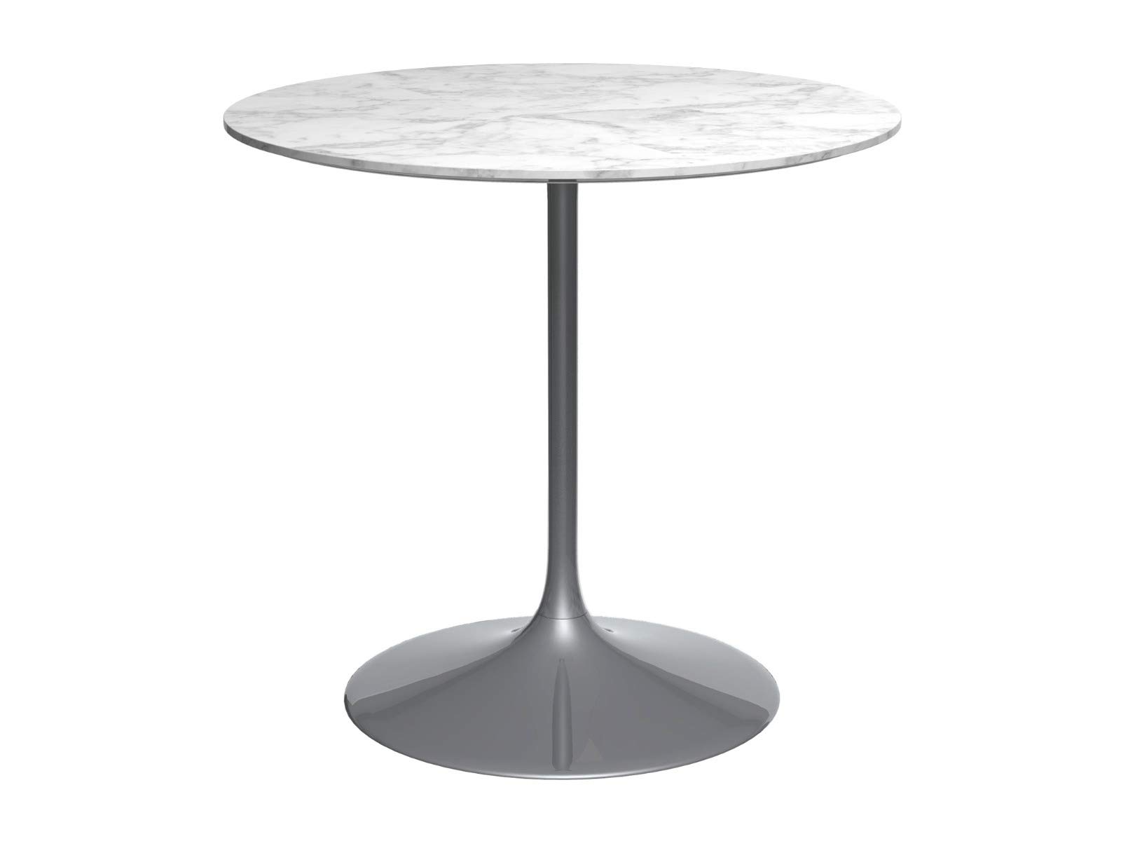 GillmoreSPACE Small Circular Dining Table - White Marble Top & Black Chrome Base