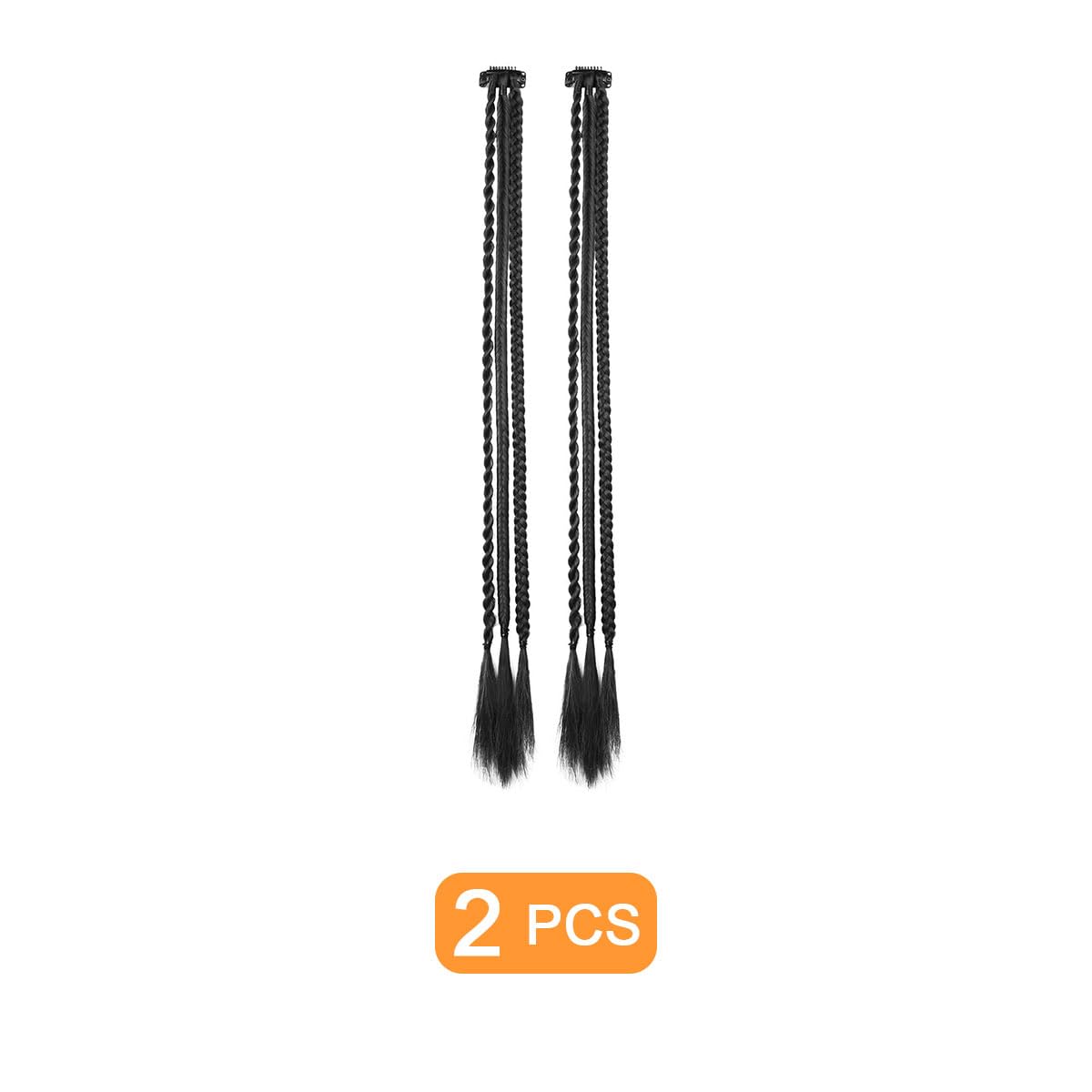 Traziewell Black Hair Extensions Clip in Long 2 Pieces Hair Extension Synthetic Hairpiece Braiding 0132 - Image 2