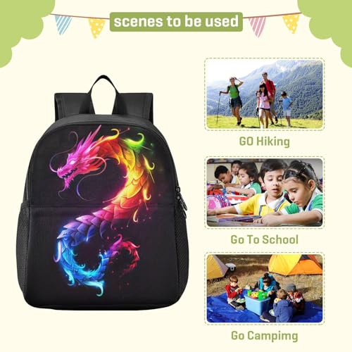 Rainbow Flame Dragon Kids Backpack Preschool Toddler Bookbag for Girls Boys Mini Kindergarten School Bags M3