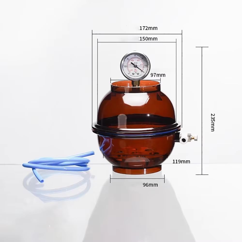 Toplionace Desecador de Vacío de Plástico Marrón 150 Ml con Manómetro y Válvula Simple: Contenedor de Conservación de Grado de Laboratorio