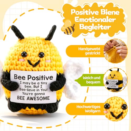 Glücksbringer Biene Pocket Hug Biene Glücksbringer Geschenke Glück Biene Positive Geschenke Positive Handgestrickt Biene Kuscheltier Geschenk Positiv Kartoffel Deutsch Ersatz Mutmacher Geschenk