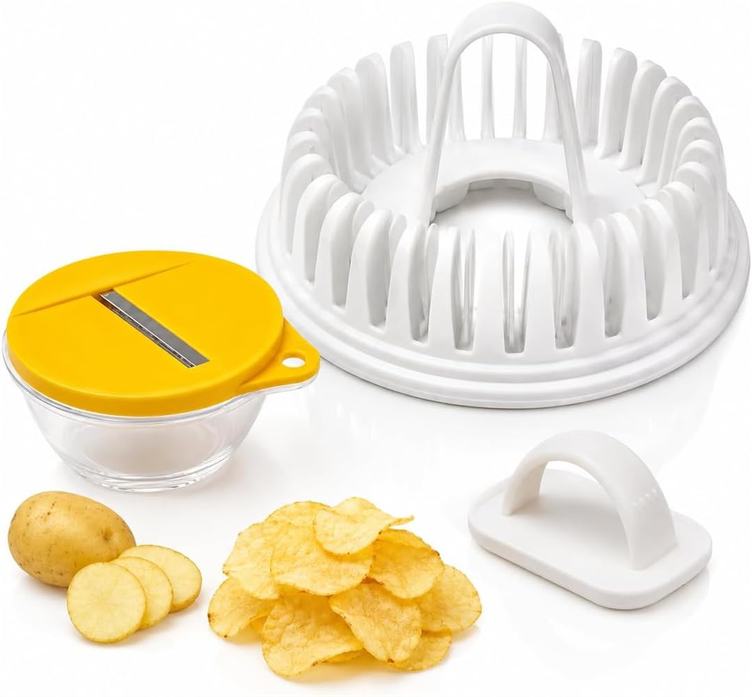 DIY Microwave Potato Chip Maker with Slicer Bowl Set for Oil-Free Chips