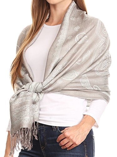 Sakkas Lightweight Two Tone Paisley Design Pashmina Fringe Scarf/Stole/Wrap4