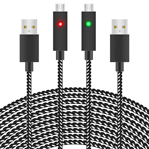 Xbox Micro USB Cable de Carga Rápida,2 Piezas 3M Charge Cable para Controlador Xbox One, Mando Playstation 4, PS4 Slim/Pro, Android Smartphone (Samsung,Huawei, Xiaomi)