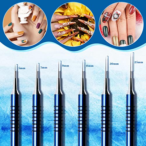 Nail Art Liner Brushes Set, 6Pcs Nail Art Design Brush Striping Thin Long Lines Dotting Drawing Pen, Uv Gel Polish Painting Metal Handle Striper Brushes Size 5/7/9/11/20/25Mm #TOP1