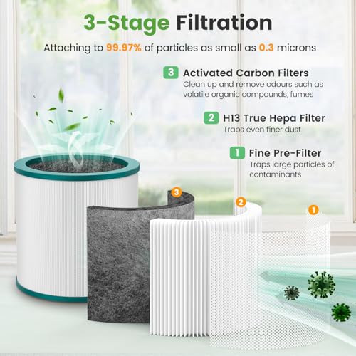 Colorfullife Replacement Air Purifier Filter for Dyson Tower Purifier Pure Cool Link TP01, TP02, TP03, BP01, Compare to Part 968126-03,2 Pack