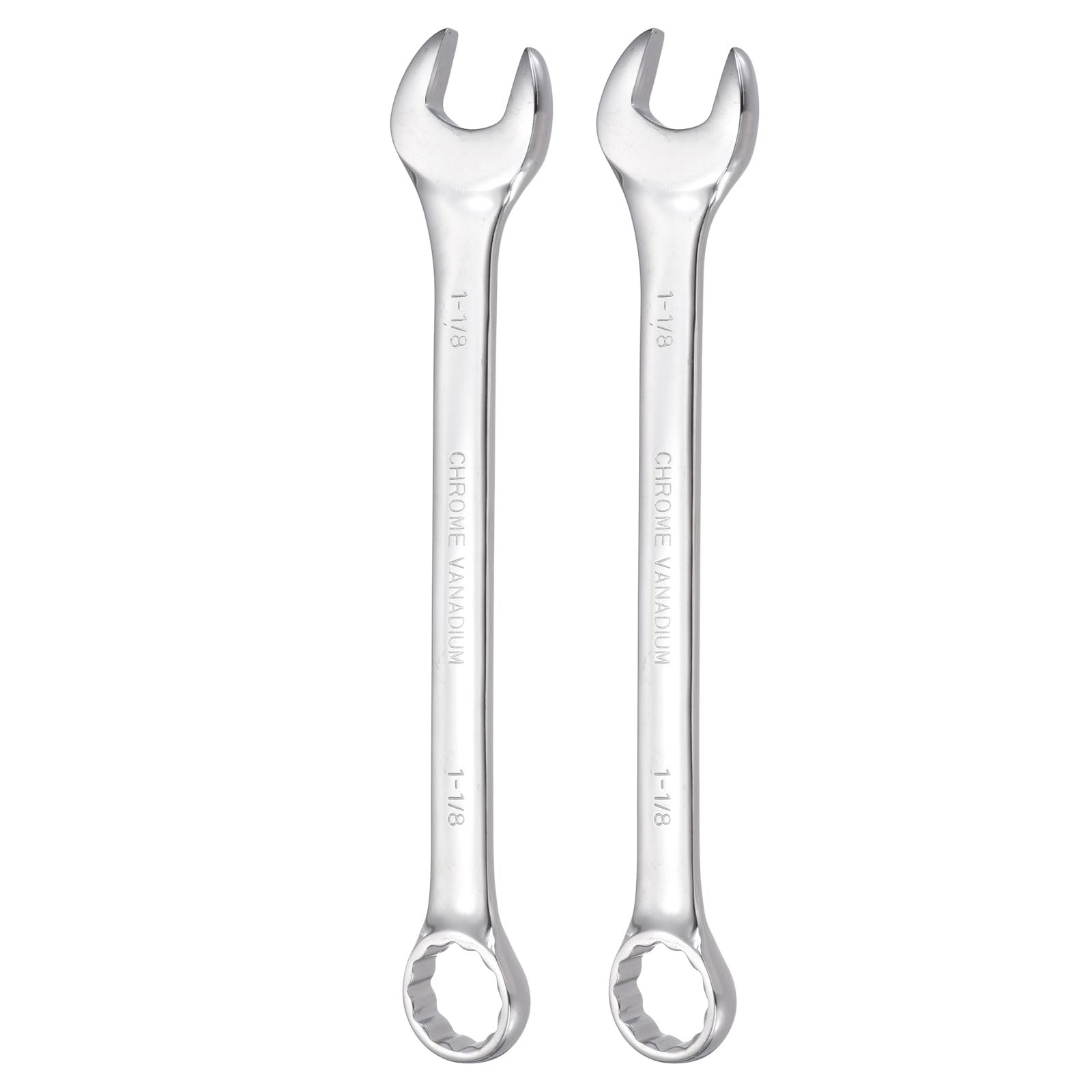 sourcing map 2Pcs Combination Wrench 1-1/8" Open End 10-Degree Offset 12-Point Box End Double Ended Wrenches Spanners Tools for Household Automotive Machinery DIY Repair