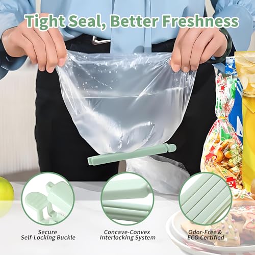 Gekamoyue 10 Stück Verschlussclips, 15cm 12cm Tüten Verschluss Clips, Wiederverwendbar Tütenclips für Tüten, Gefrierbeutel, Snacks, Nüsse, Kaffee (Grün)