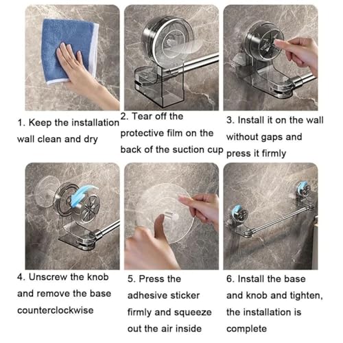 Image of 25.6 Inch Retractable Towel Rack, Bathroom Napkin Rack Strong Stainless Steel Bar, Space-Saving Suction Cup Towel Rack with Rotatable, Bathroom Organizer for Clothes