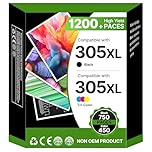 305XL Ink Cartridges Black and Colour Replacement for HP 305 Ink Cartridges Printer Ink 305XL for HP DeskJet 2700 2710e 2720e 4120e 2721e Plus 4100 4120 Envy 6000 6020e 6032e 6032 Pro 6430,2-Pack