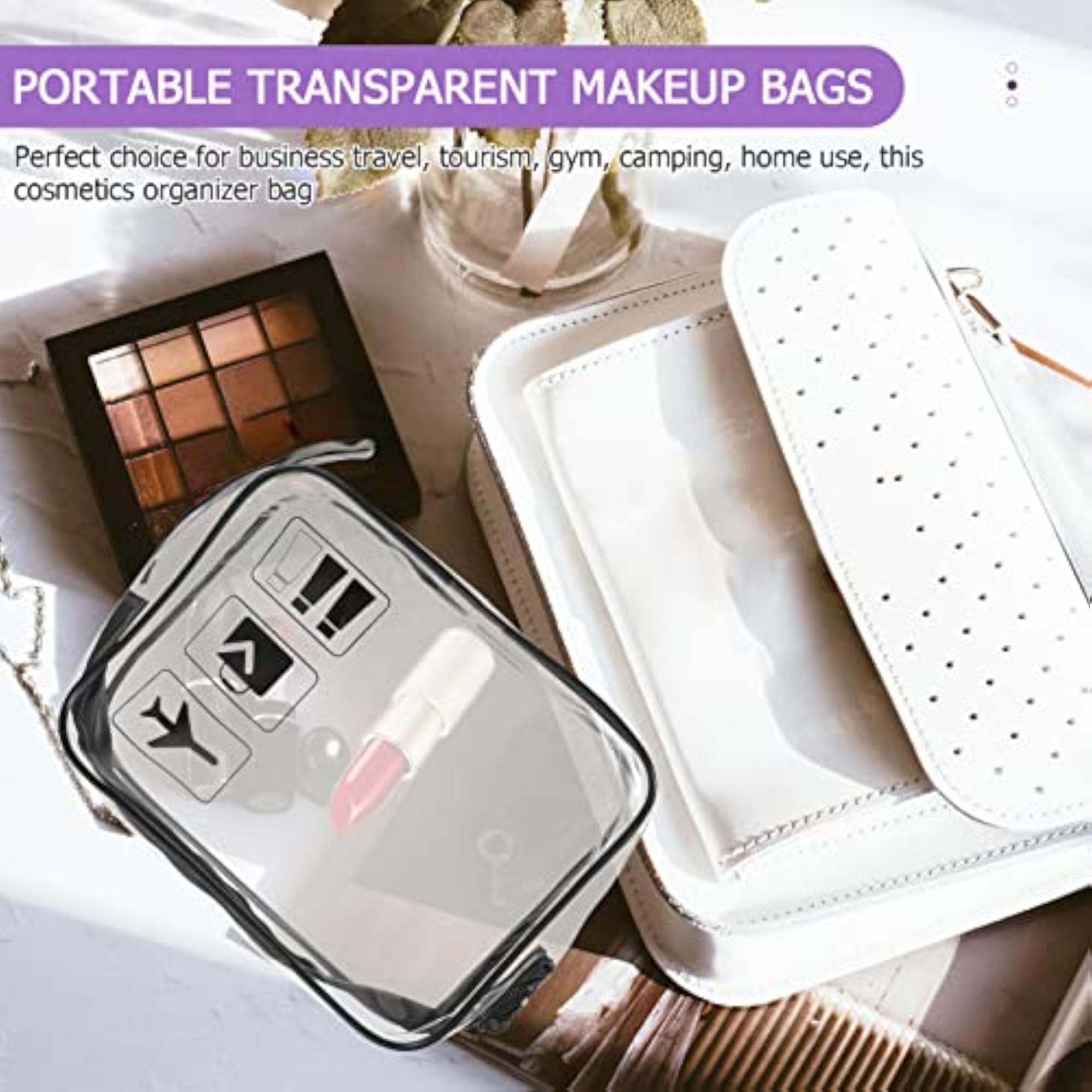 3pcs Clear Makeup Bags Airport Security Liquids Bags
