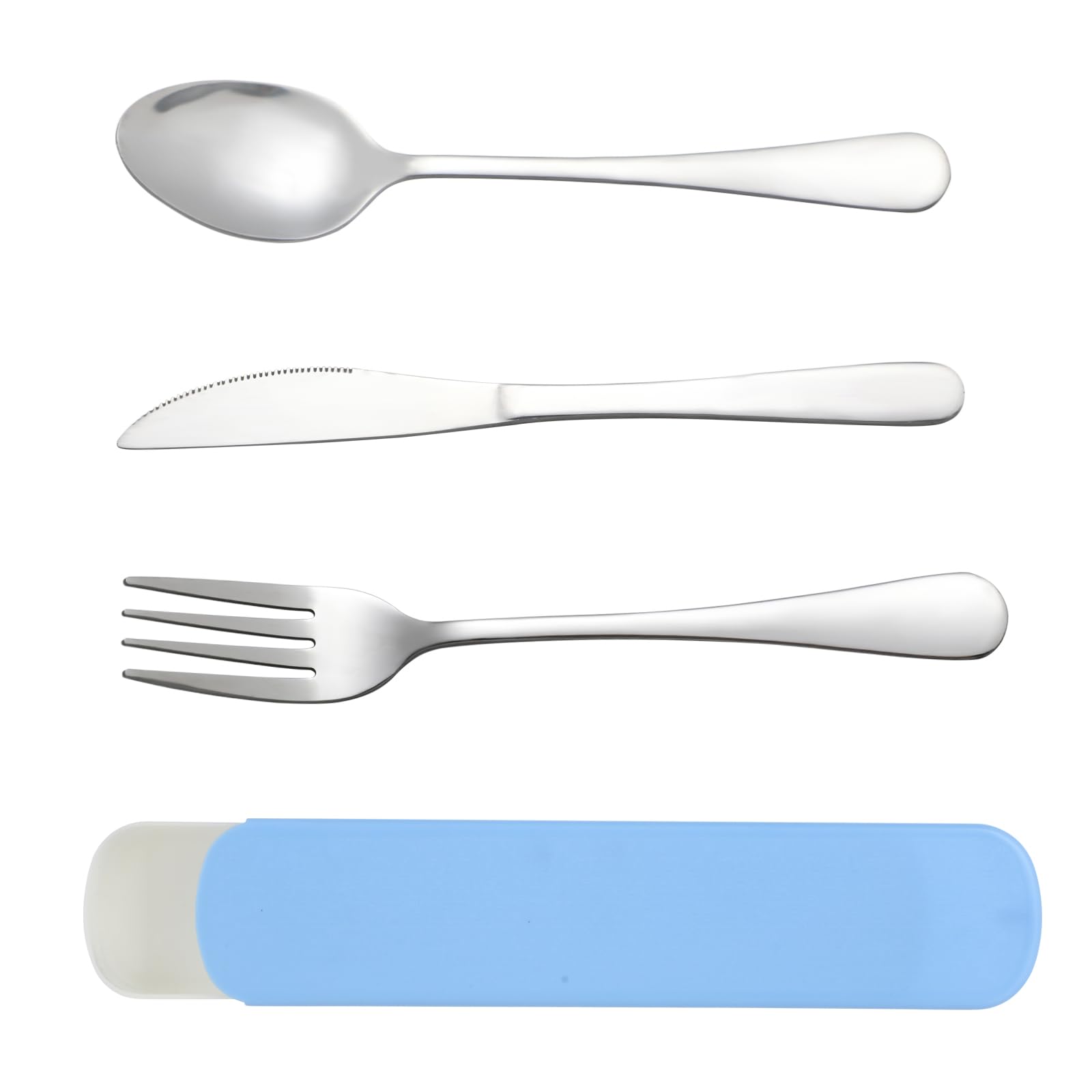 KITDAHOM Set di posate da viaggio - 3 pezzi in acciaio inox portatile - ideale per viaggi, campeggio, picnic, ufficio e uso quotidiano
