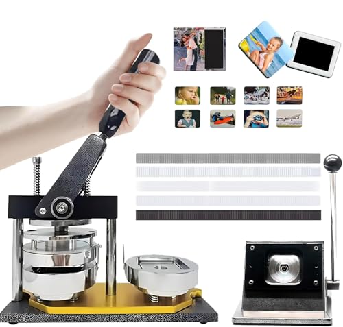 Image of 2 * 2in Square Refrigerator Fridge Magnet Maker Machine, DIY Button Badge Press Maker Kit with Paper Cutter+ 100pcs Consumables
