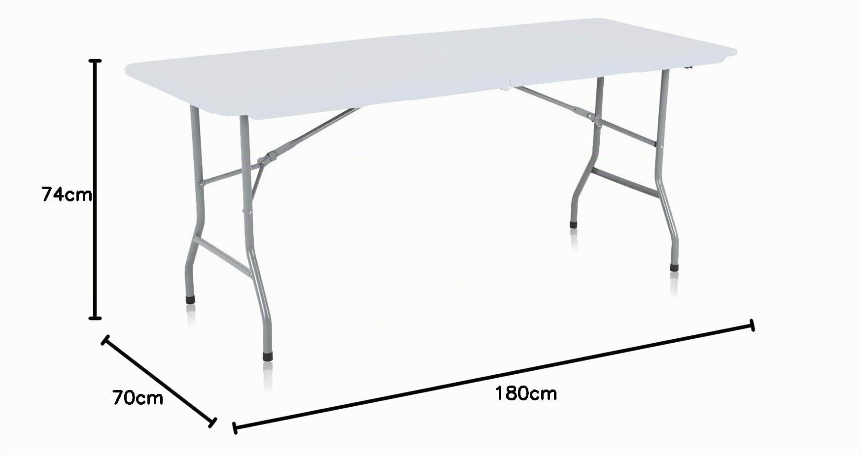 Tavolo da Campeggio Birreria Birra Giardino Pieghevole Sagra Plastica Catering Picnic Buffet - 180 x 70 x 74 cm in Bianco