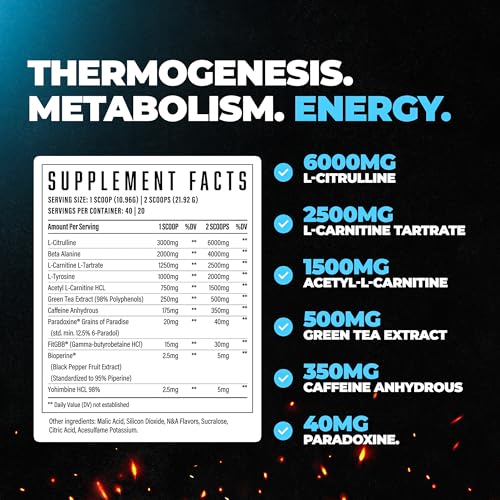 Image of Wrecked Inferno - Thermogenic Pre Workout For Men & Women, Increase Energy, Boost Thermogenesis & Metabolism, Enhance Exercise Performance - Contains L-Citrulline, L-Carnitine, Beta-Alanine & More