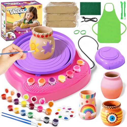 Pottery Wheel for Kids, Arts and Crafts for Kids Ages 8-12, Crafts for Girls 8-12, Complete DIY Clay Wheel Pottery Kit for Beginners, Kid Crafts Gifts...