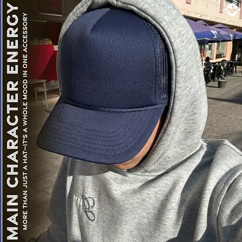 Image of Funky Junque Blank Mesh Foam Lightweight Snapback Trucker Hat | Lightweight Foam Trucker Hat with Breathable Mesh Back, Golf Beach and Street Style, Trendy Trucker Hats for Men