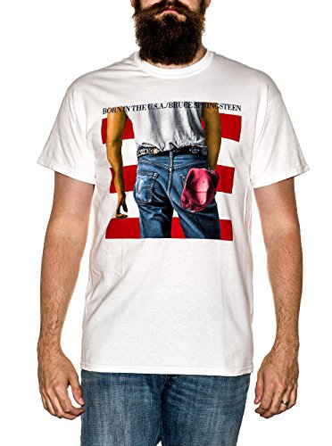 FEA Merchandising Men's Bruce Springsteen Born in The USA Tee, White, Large