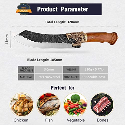 Butcher Breaking Knife Professional Boning Knives Set Hand Forged Meat Knife With Sheath German High Carbon Steel Knife For Kitchen, Camping, Outdoors #TOP1