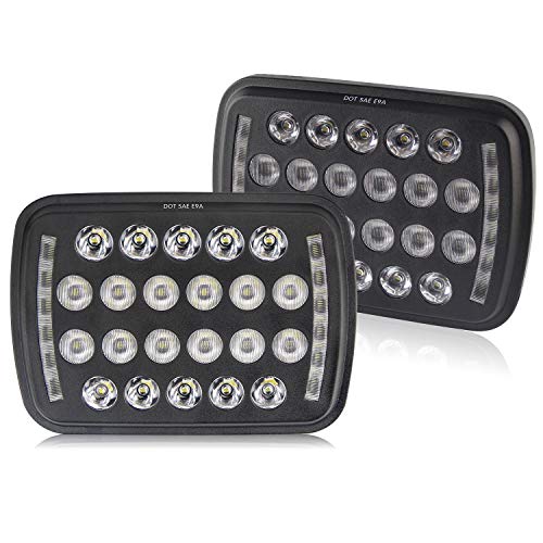 7x6 Led Headlights H6054 Led Headlight BraveWAY Square Lights 5x7 Pair 7x6 Led Headlights 5x7 Ultra-thin High/Low Sealed Beam 7x6 Rectangular Headlight for H6052 H6053 H6014 Xj Yj Cherokee(1003H-2pcs)